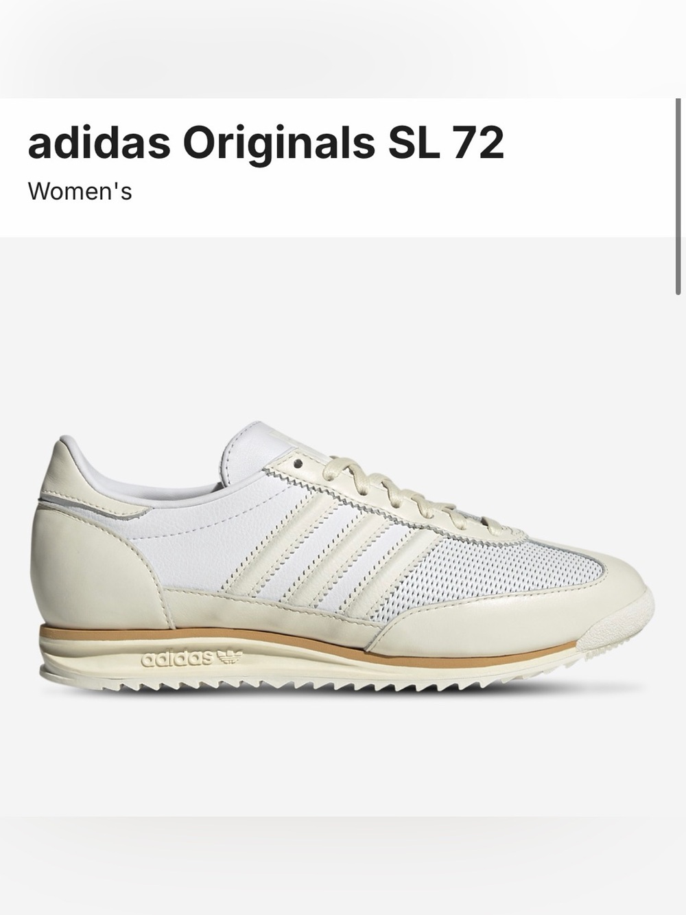 adidas Originals SL 72 Women’s White & Cream Retro Runner Casual Shoes! Size 10